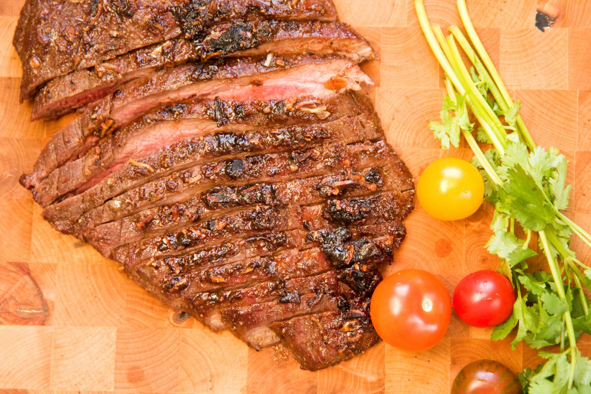 Grilled Flank Steak with Balsamic Cherry Tomato Relish