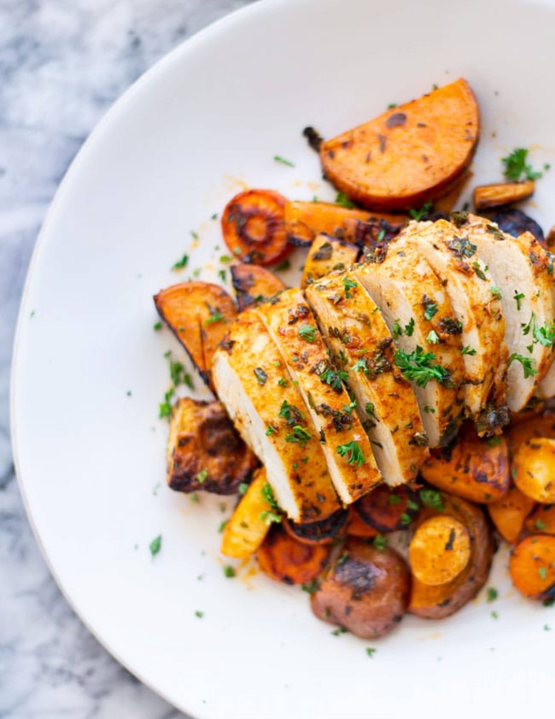 Whole30 Root Vegetables with Chicken and Mushrooms