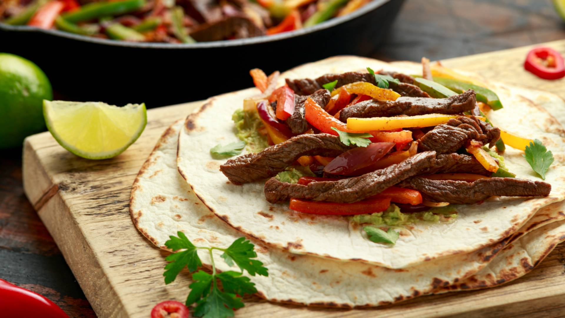 Steak Fajitas with Garlic Cilantro Rice