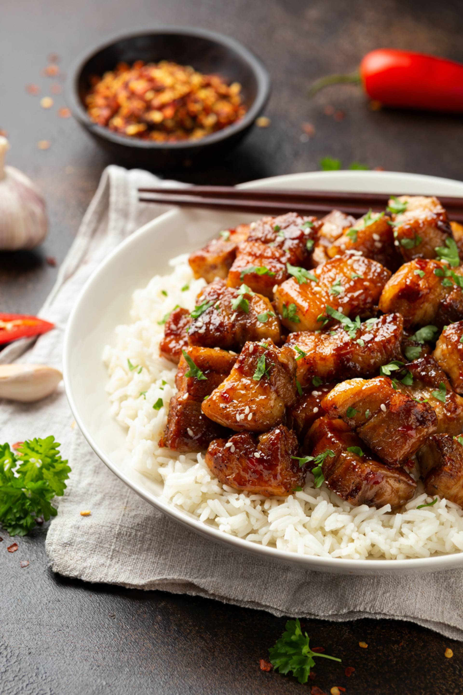 Asian Braised Pork Belly & Fried Rice