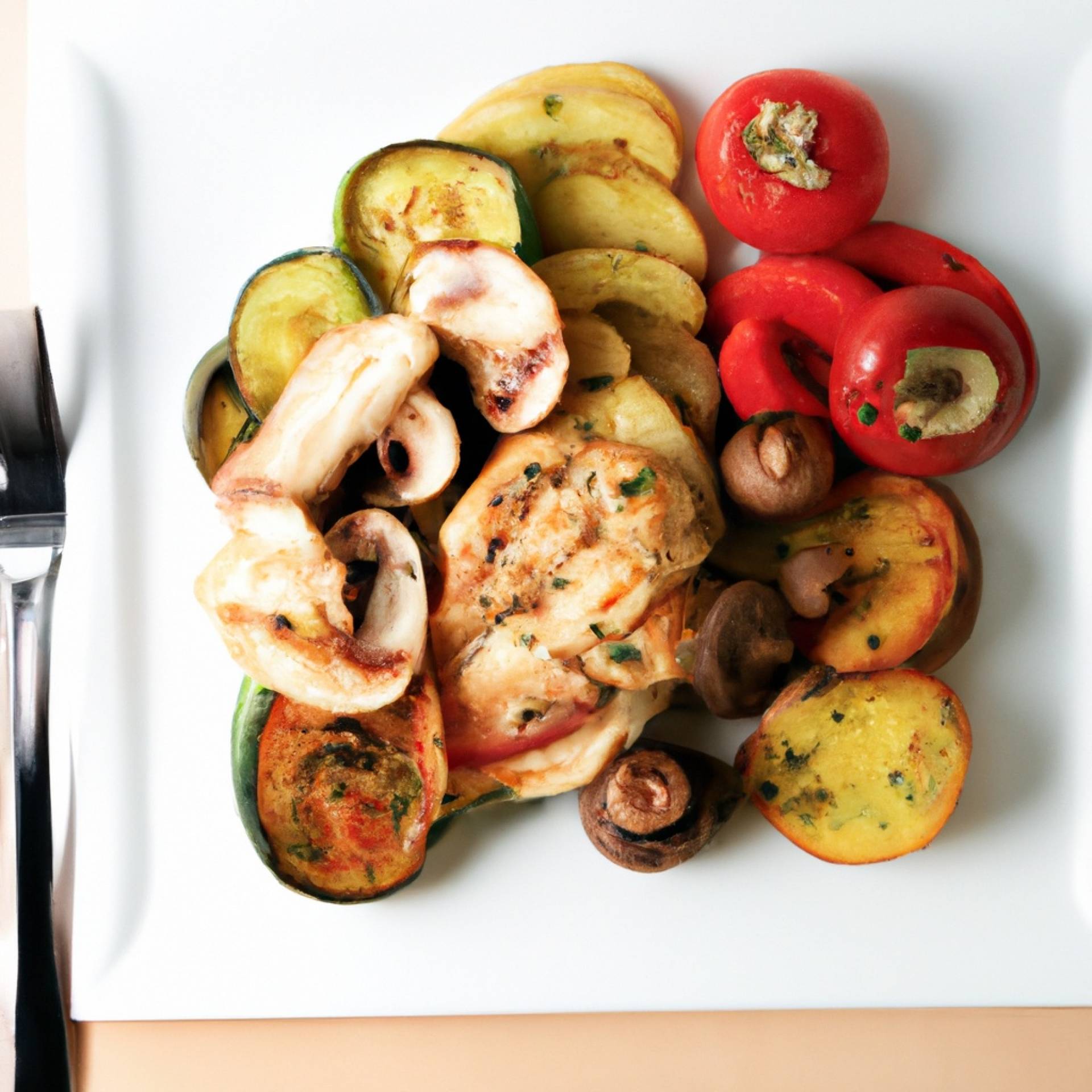 Whole30 Grilled Caesar Chicken with Roasted Mediterranean Vegetables
