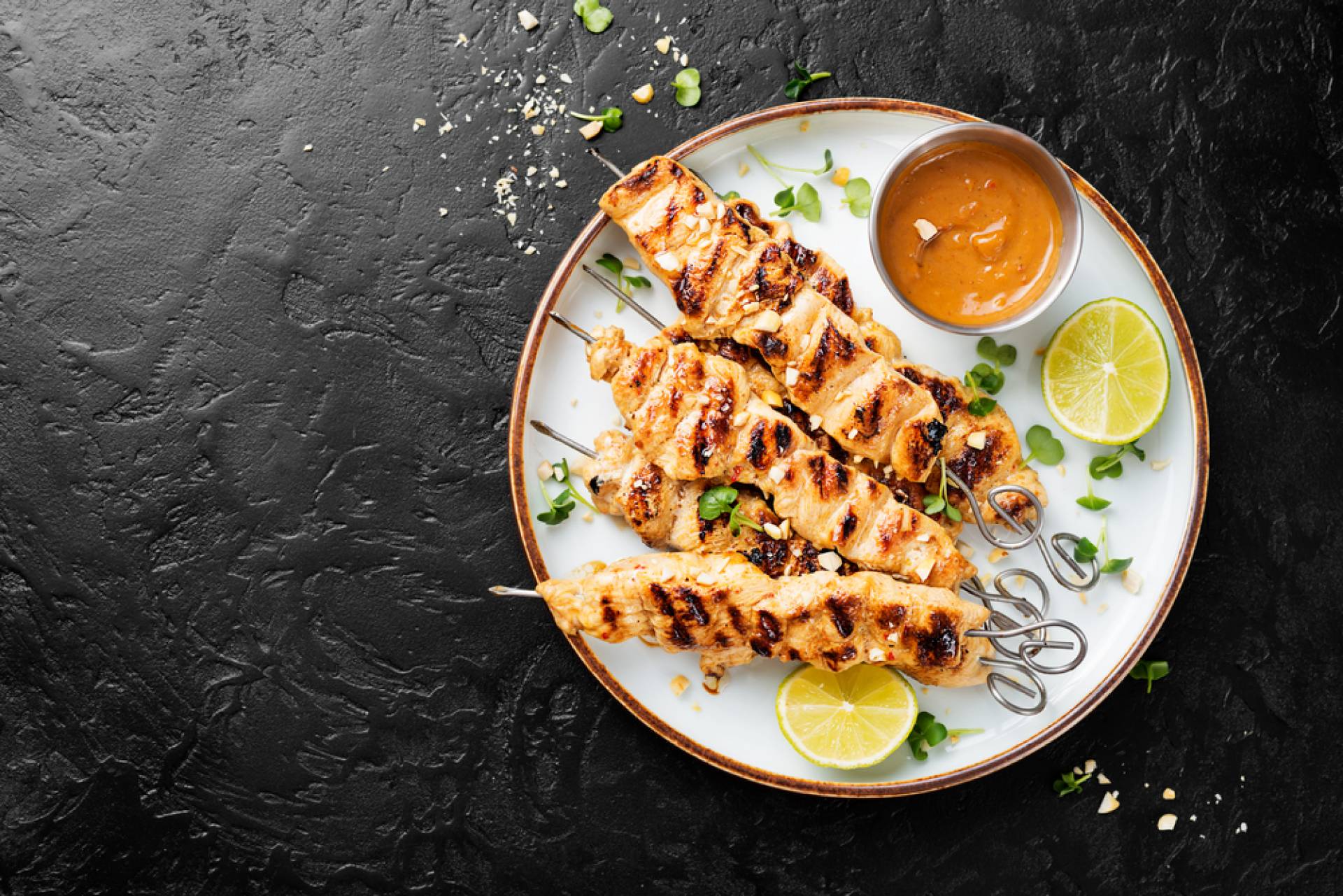 Chicken Satay with Lime Peanut Dipping Sauce