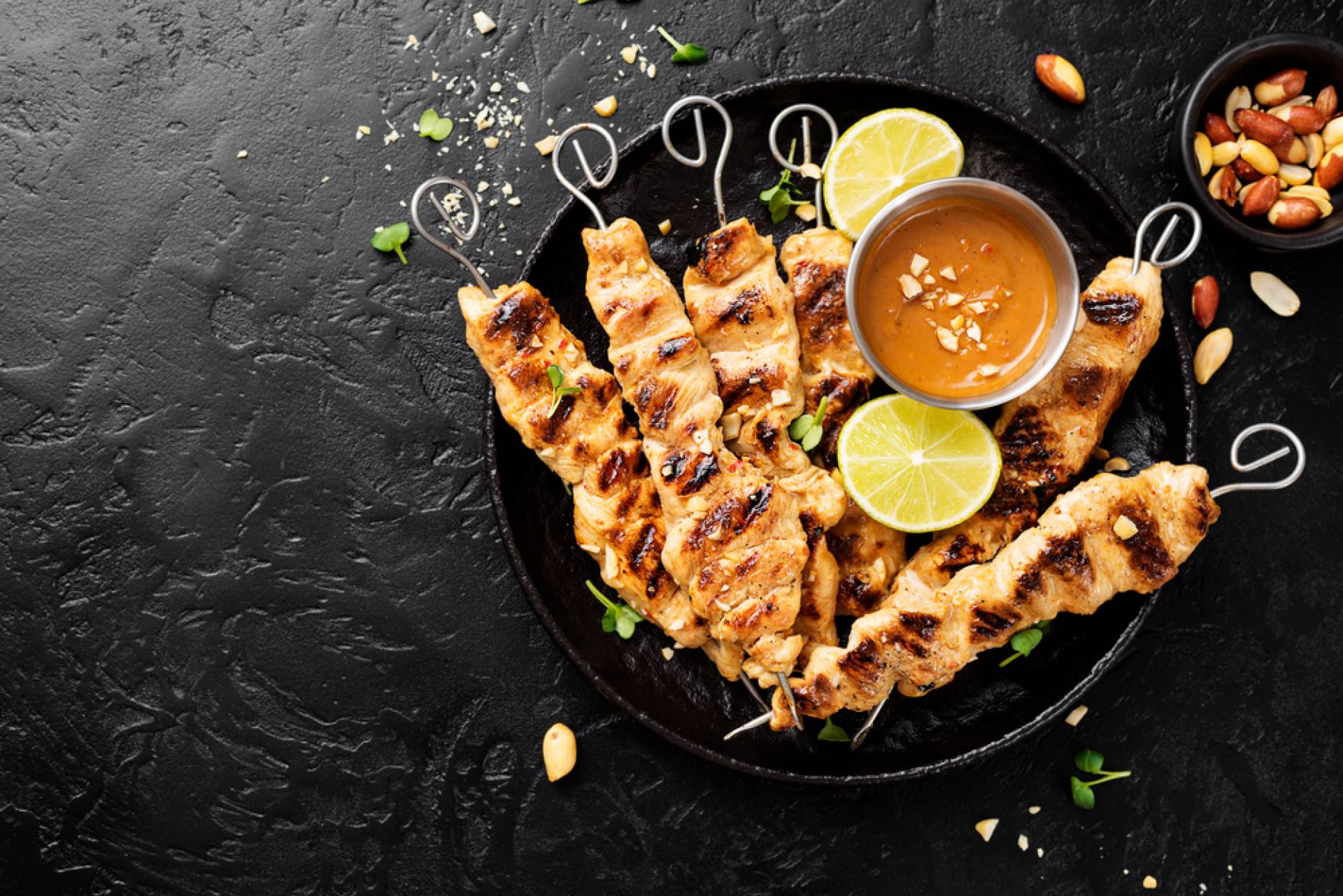 Chicken Satay with Lime Peanut Dipping Sauce