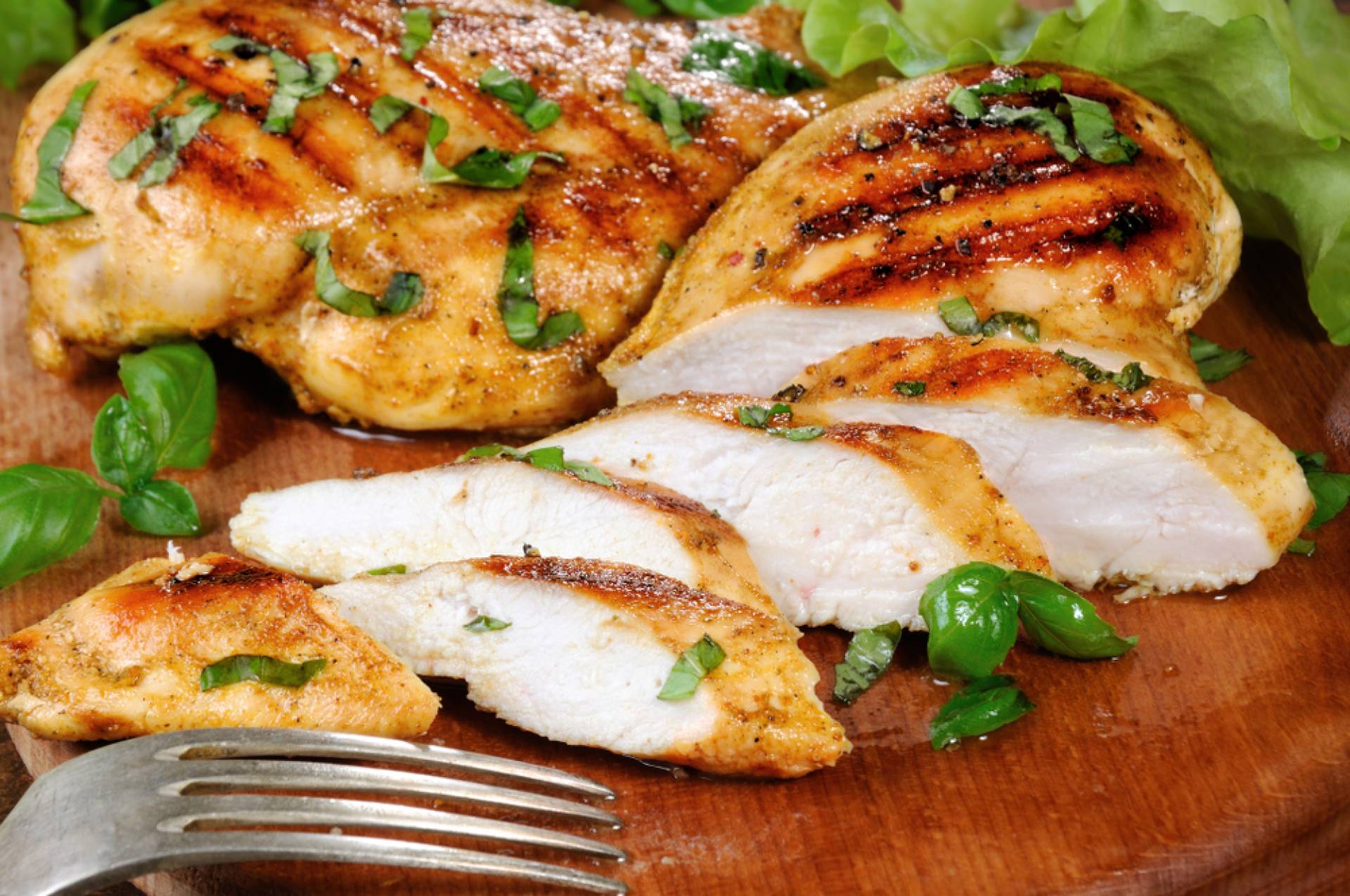 Basil Grilled Chicken with Corn Cakes