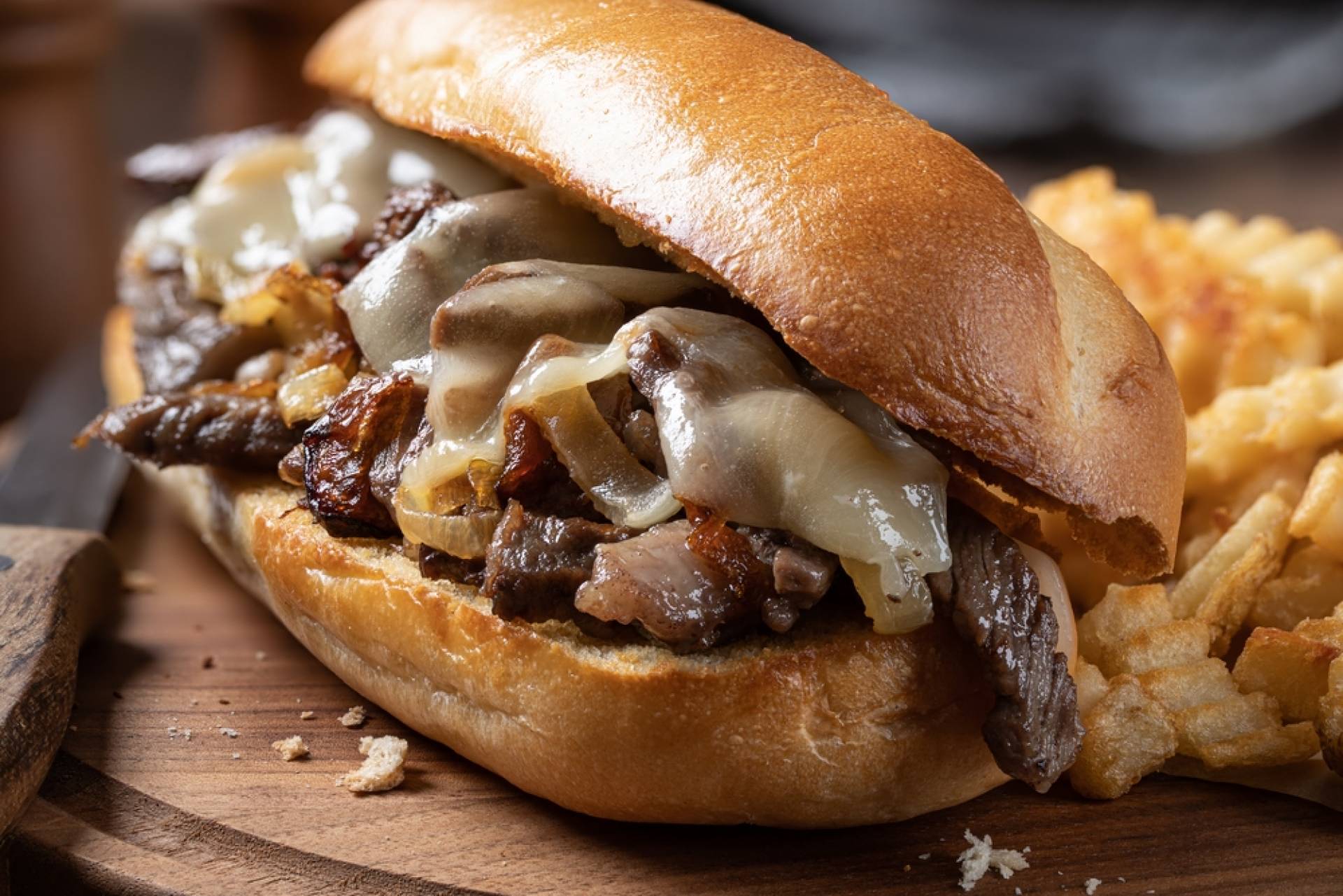 Philly Cheesesteak with Potato Wedges