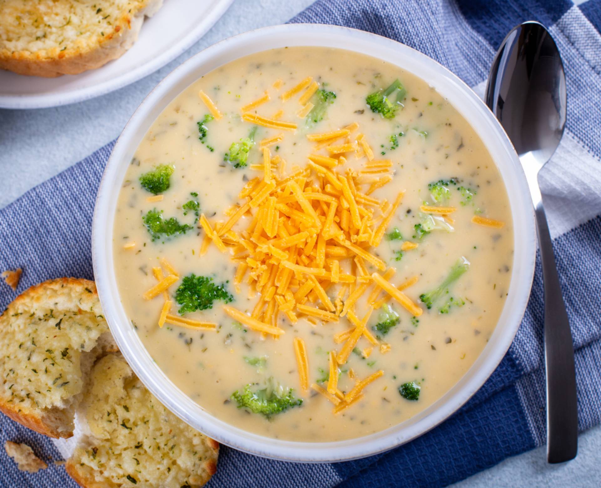 Broccoli Beer Cheese Soup with Warm Pretzel