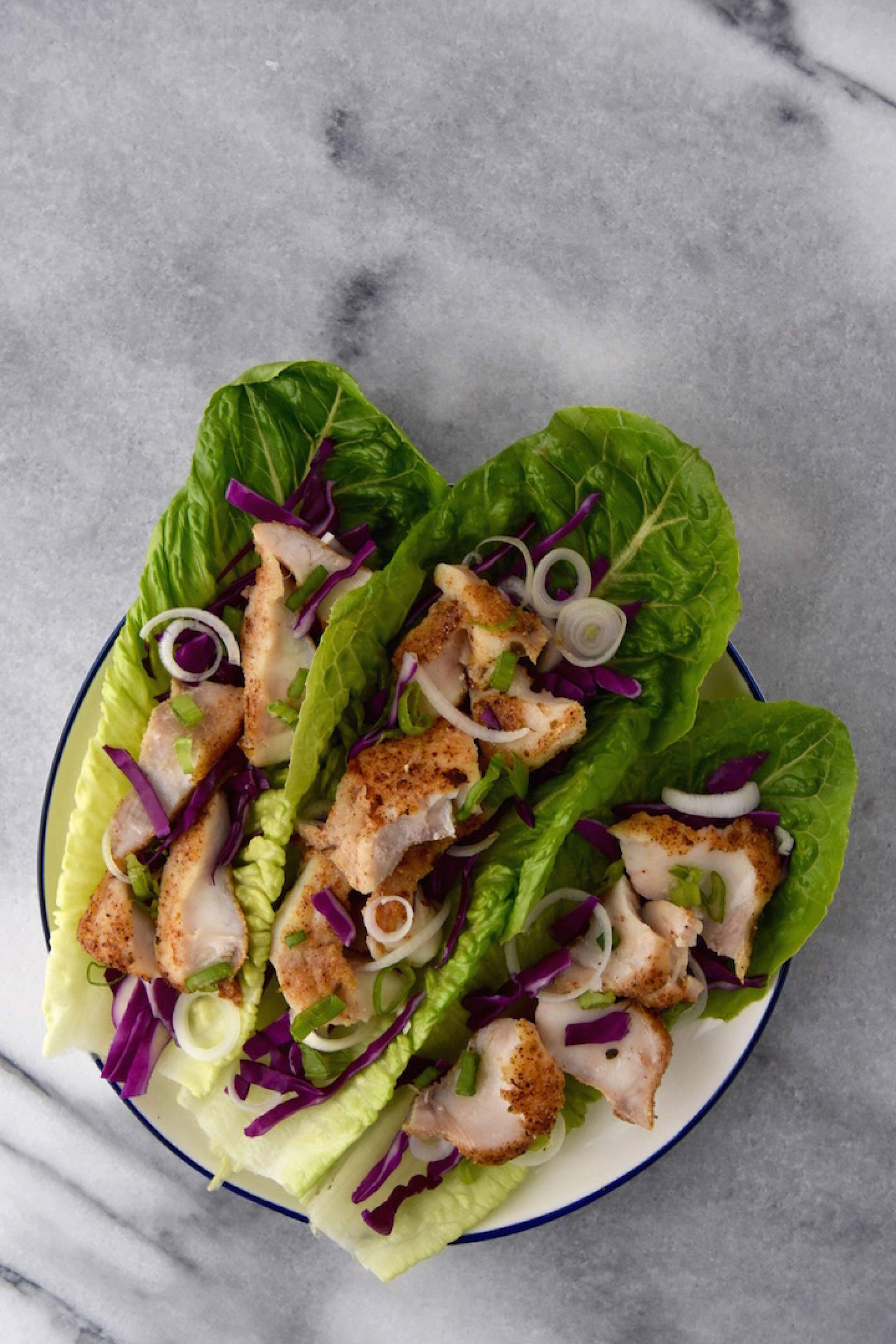Whole30 Grilled Fish Lettuce Cups