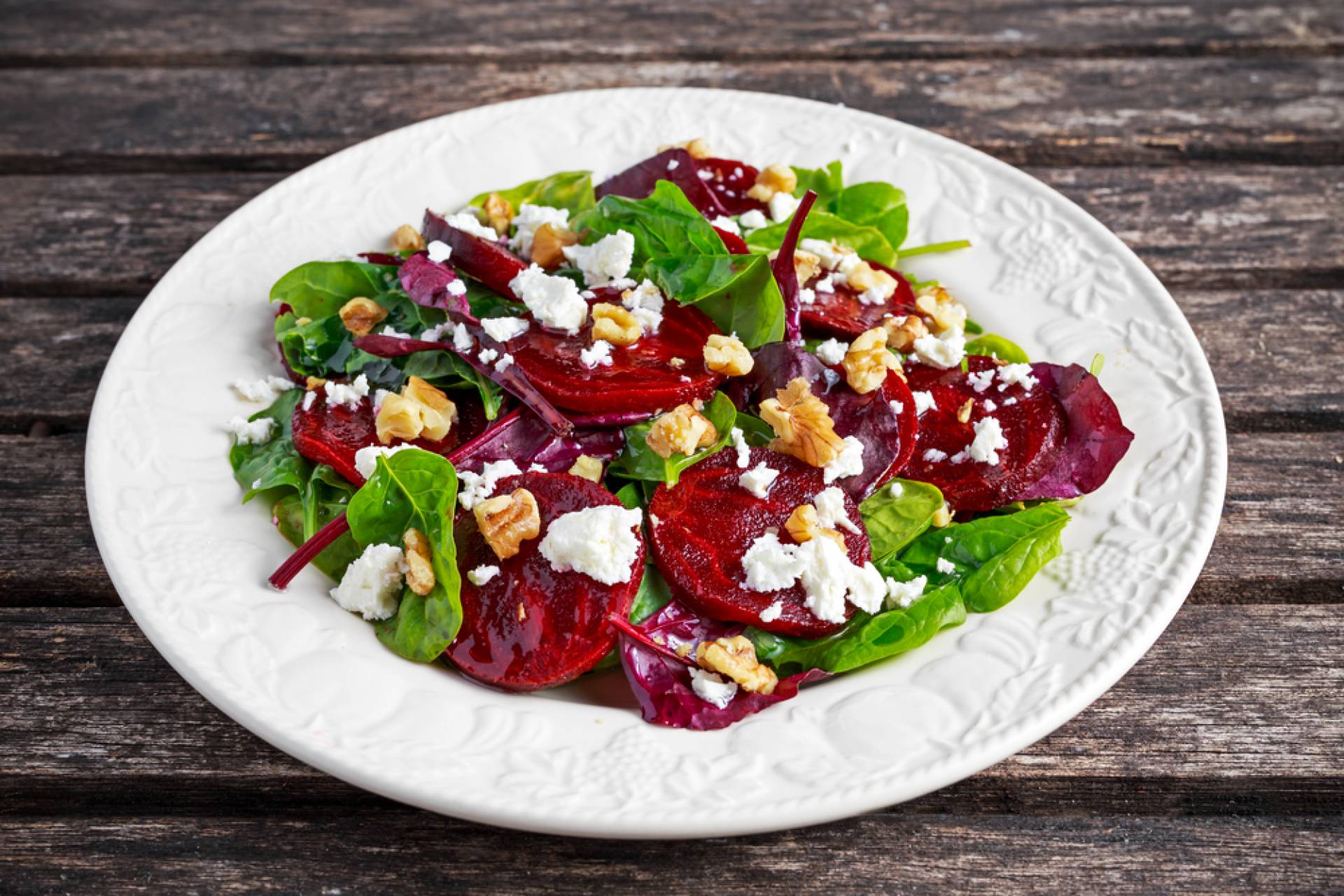 Side Salad for Two with Roasted Beets, Goat Cheese & Honey Orange Dressing