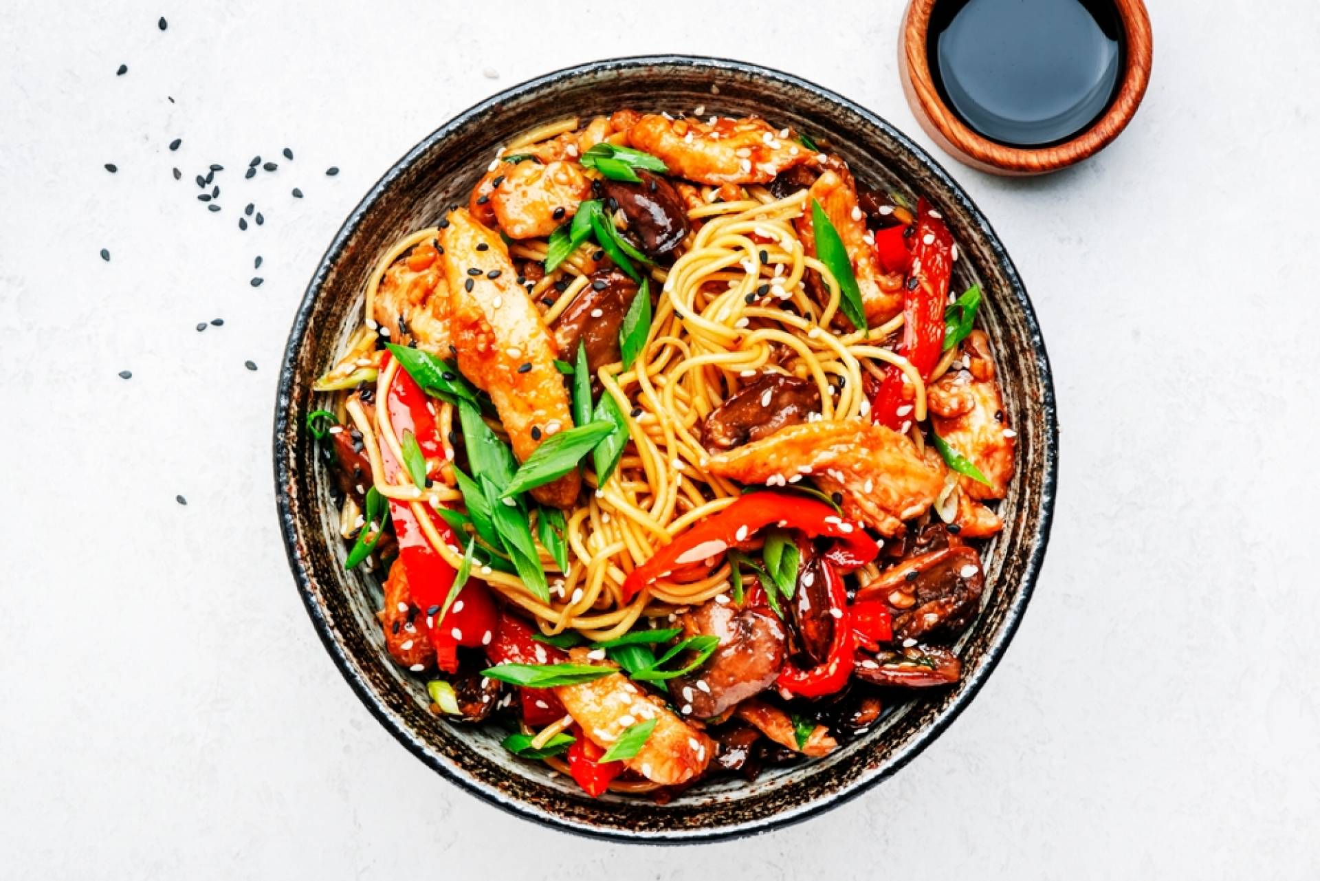 Sesame Noodles with Ginger Chicken