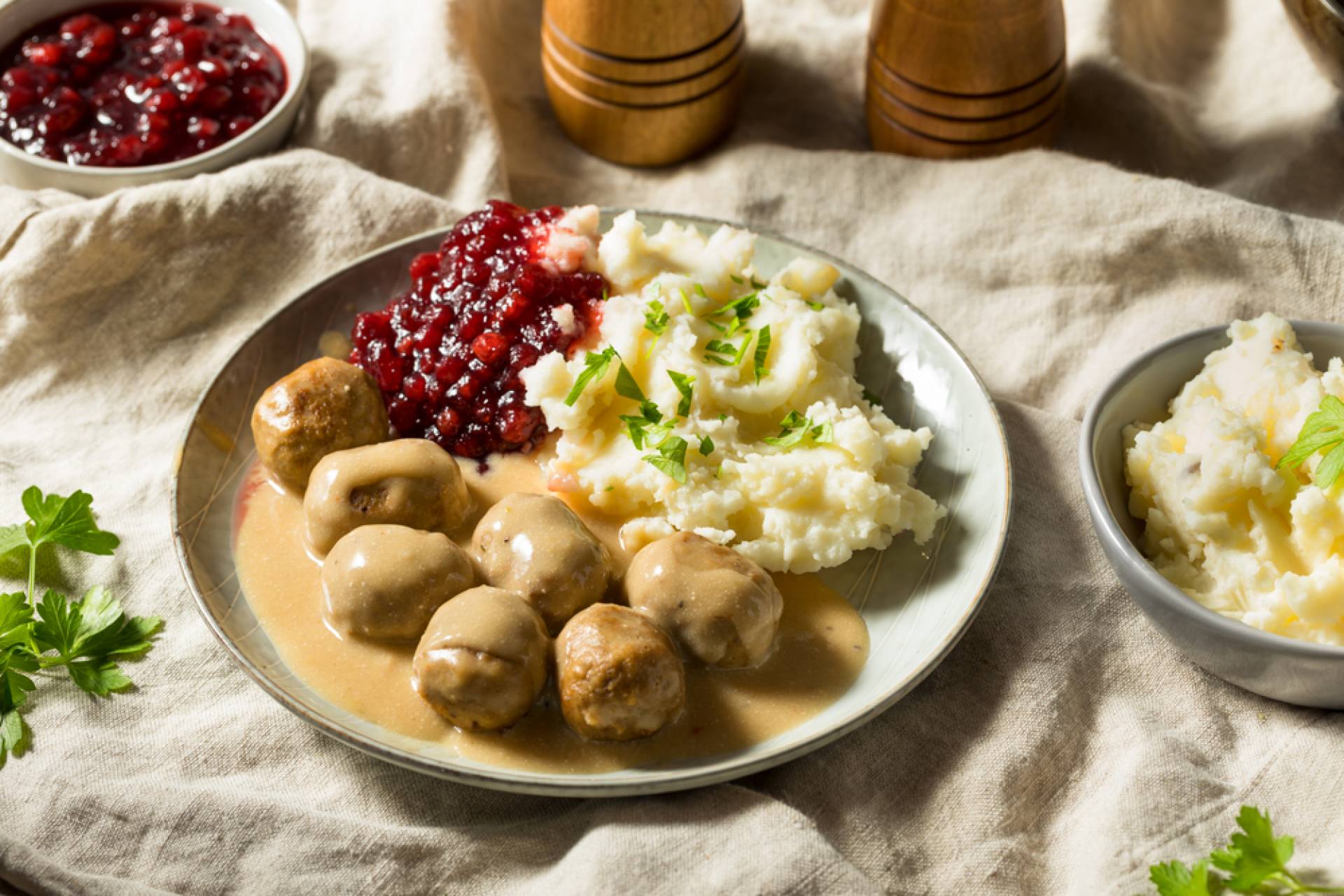Swedish Meatballs over Mashed Potatoes