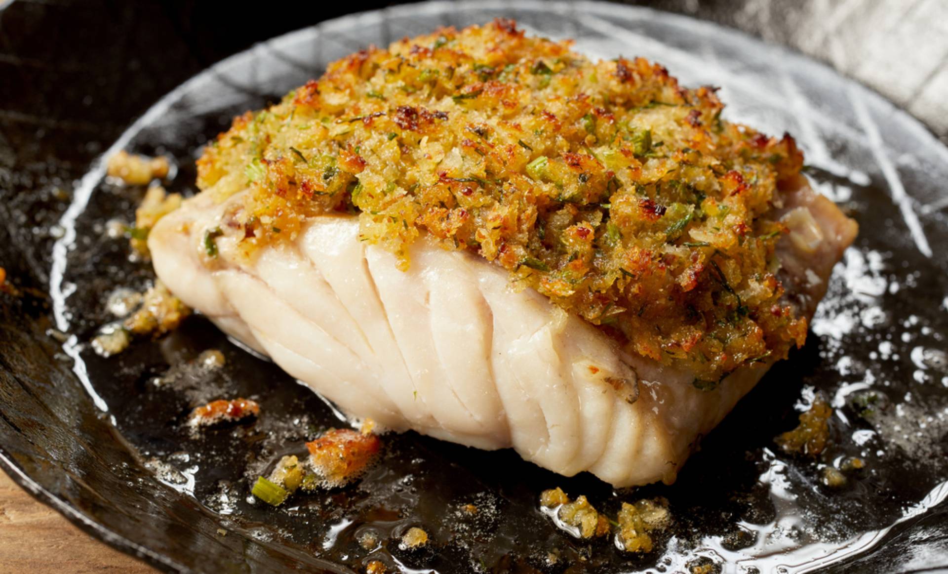 Baked White Fish with Herb Breadcrumb Crust