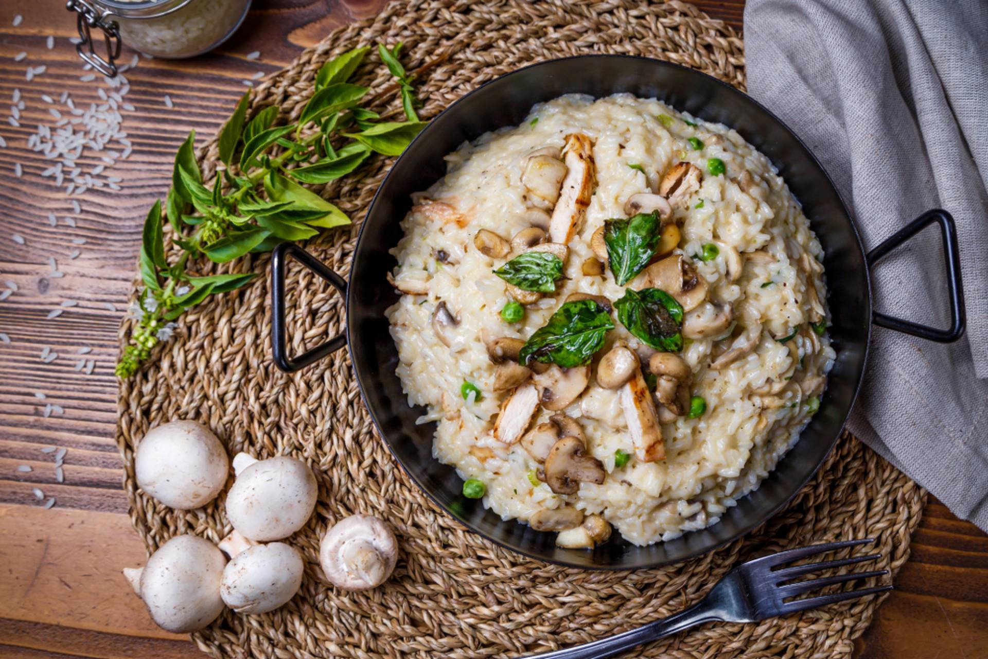 Grilled Basil Chicken with Risotto
