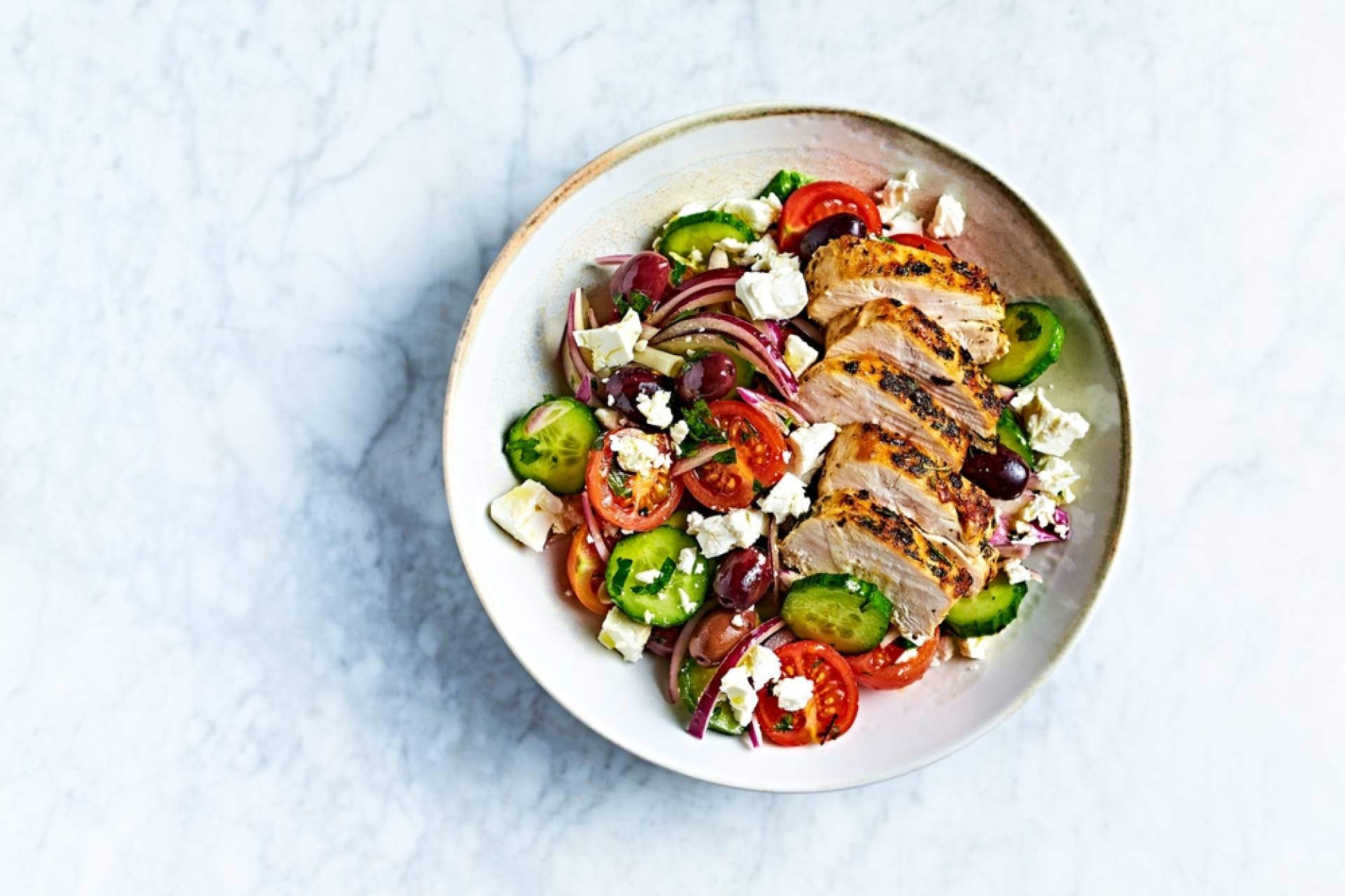 Greek Salad with Grilled Rosemary Chicken