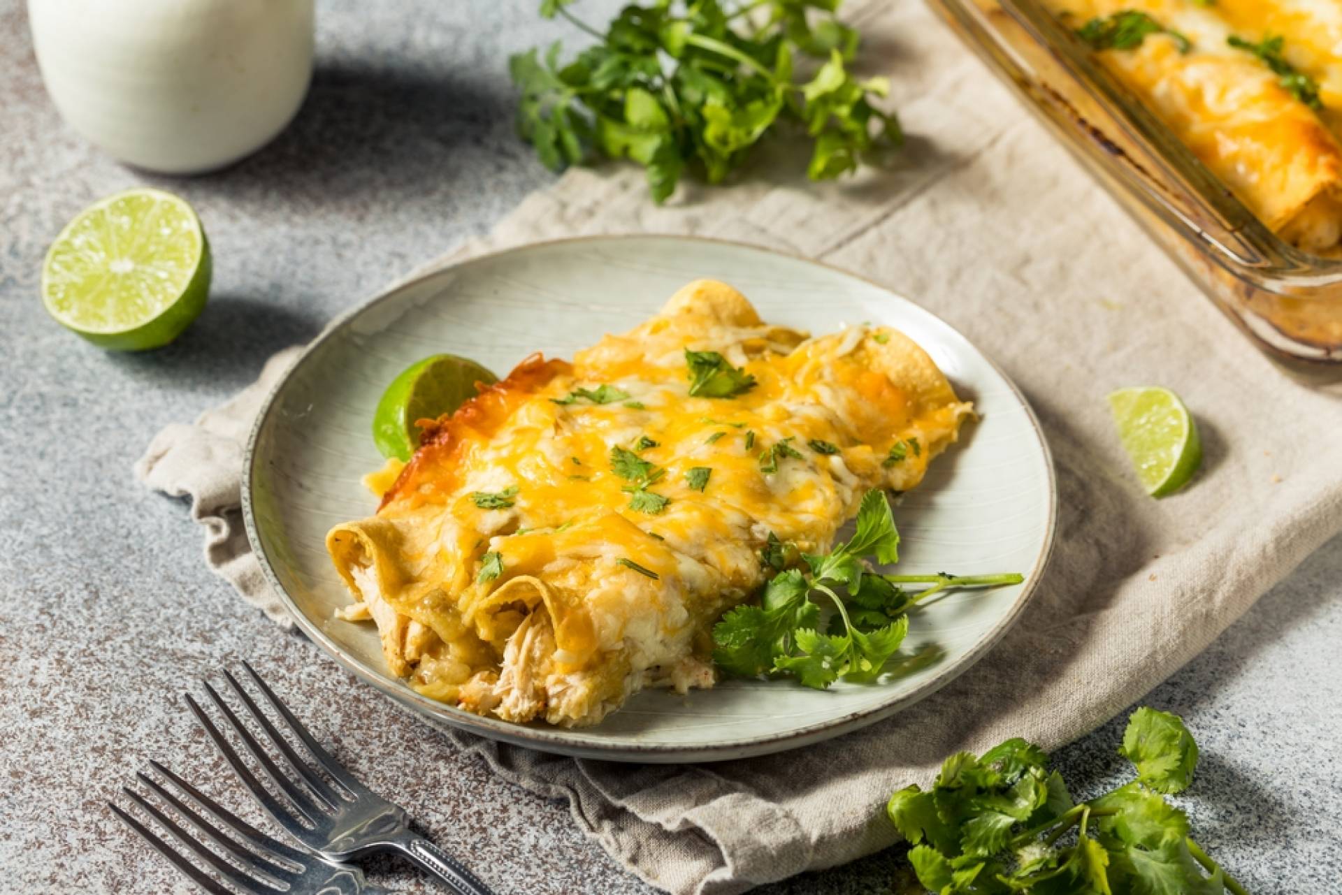 Chicken Enchiladas with Tomatillo Cream