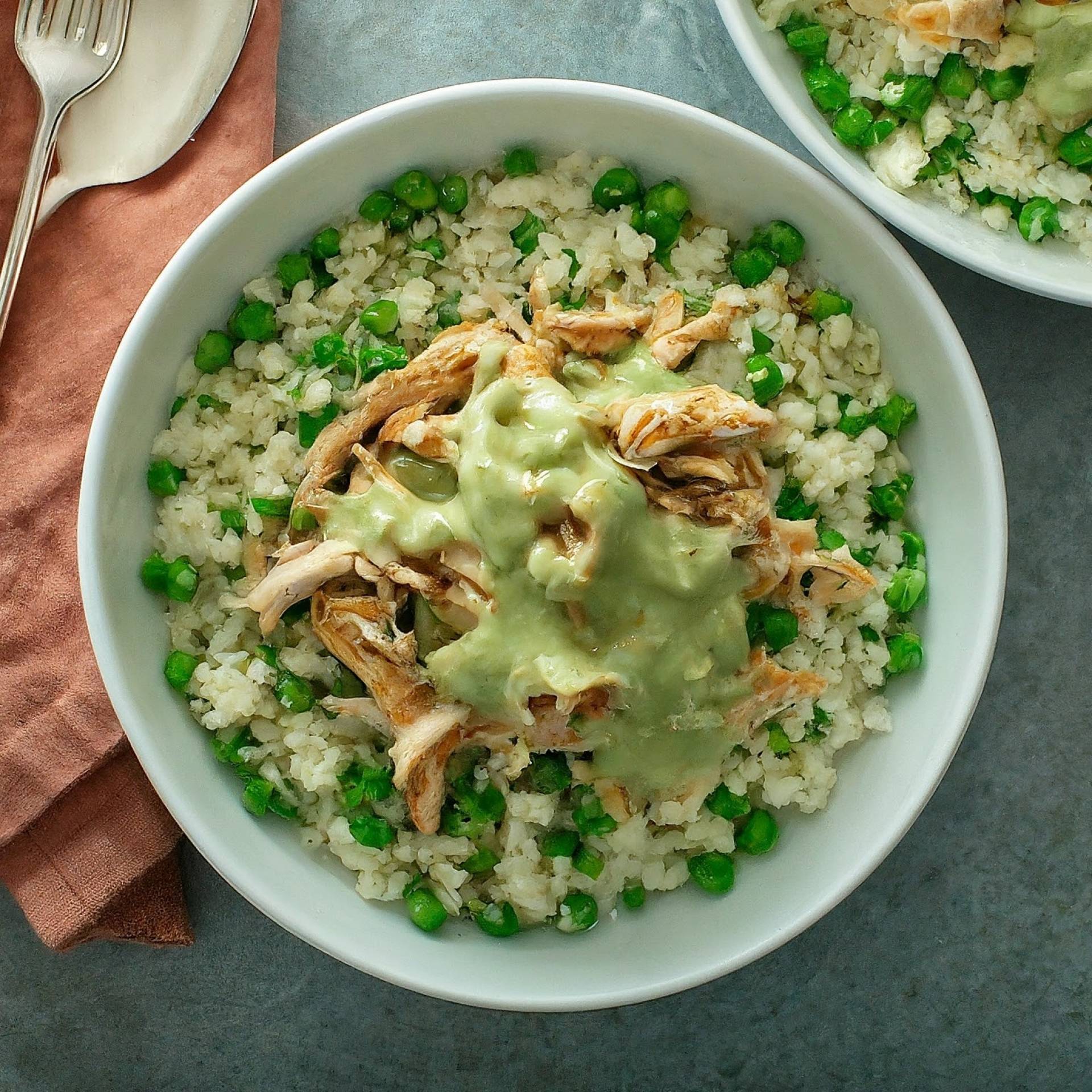 Whole30 Chicken Enchilada Bowl Tomatillo Cream