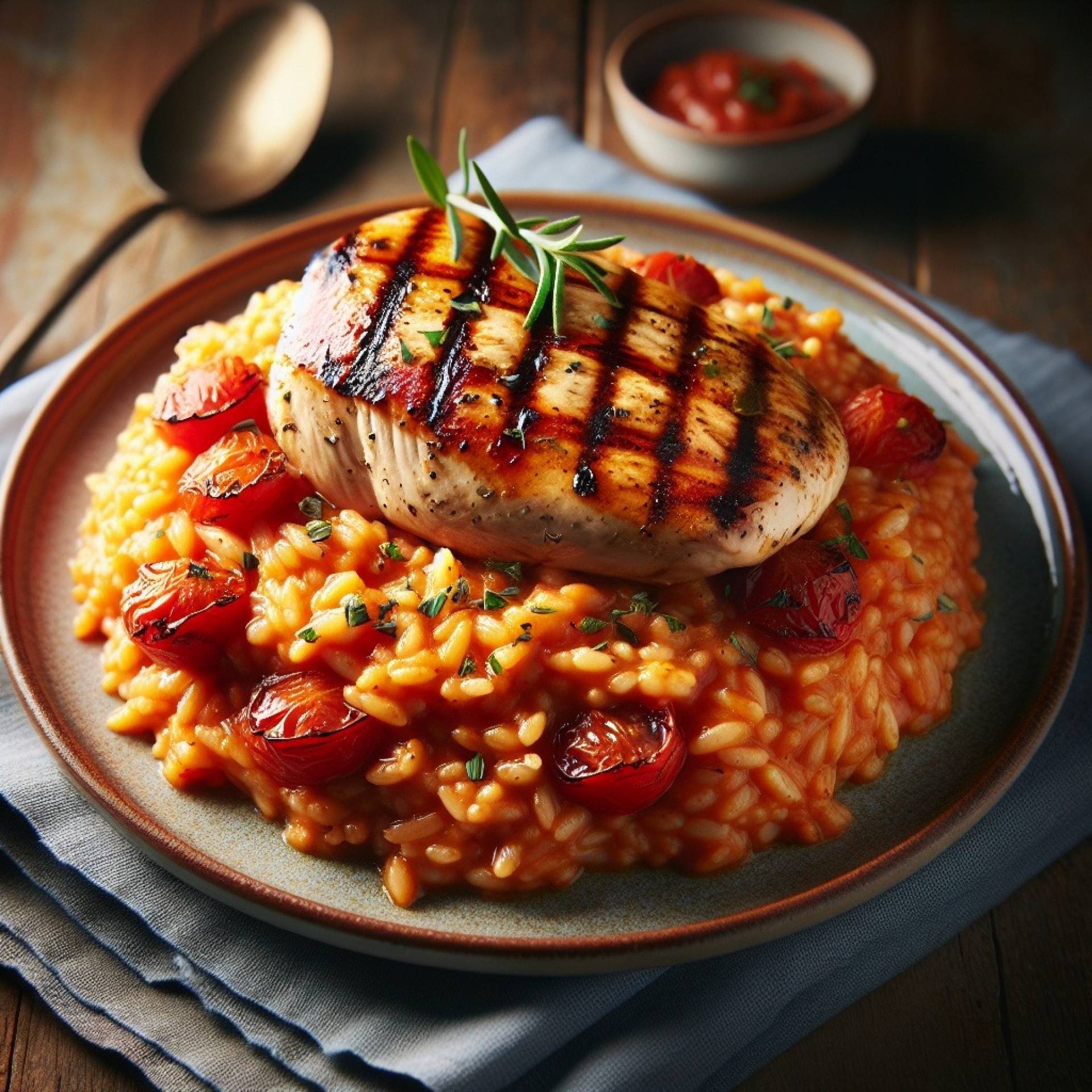 Chicken with Tomato Risotto