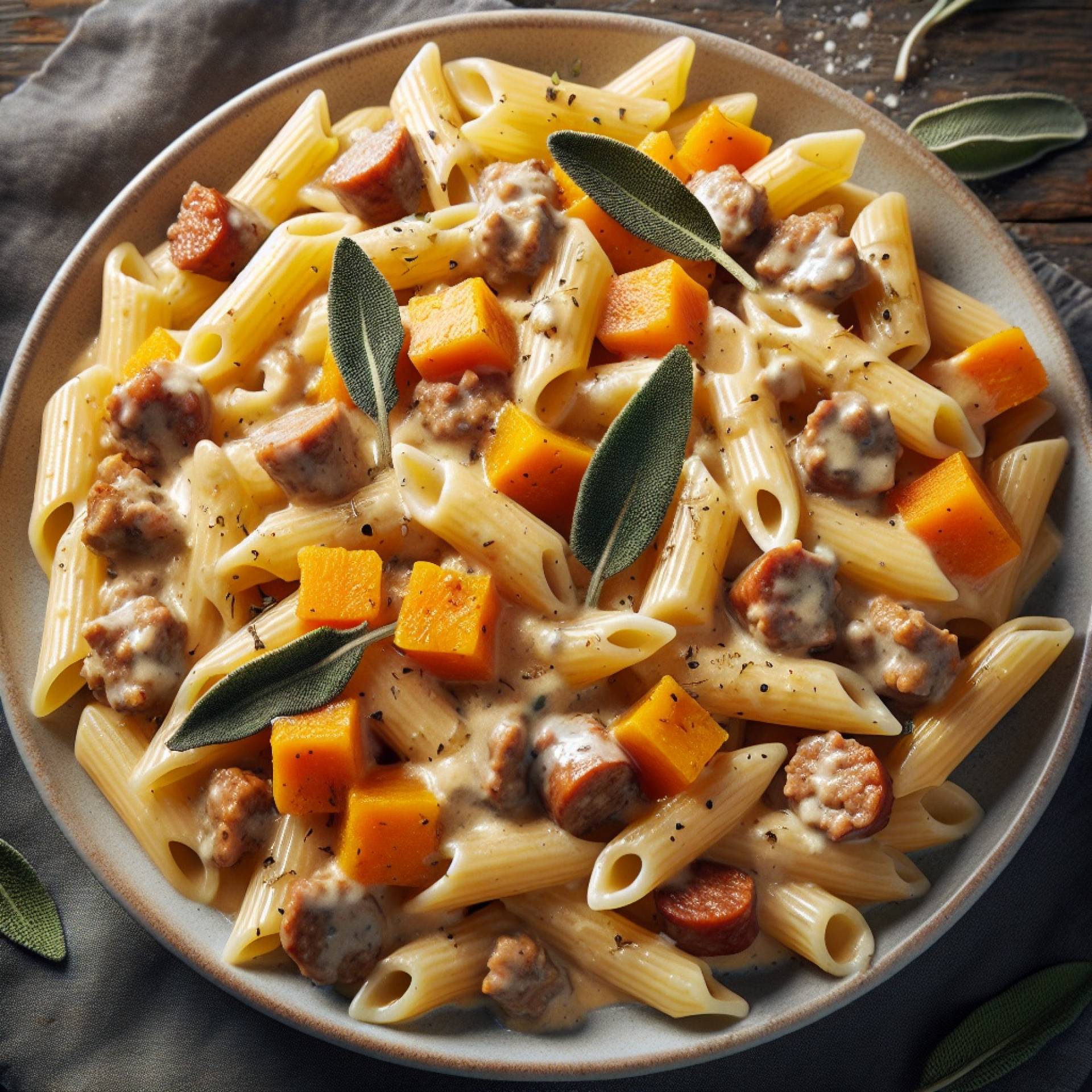 Creamy Sausage and Butternut Squash Bake