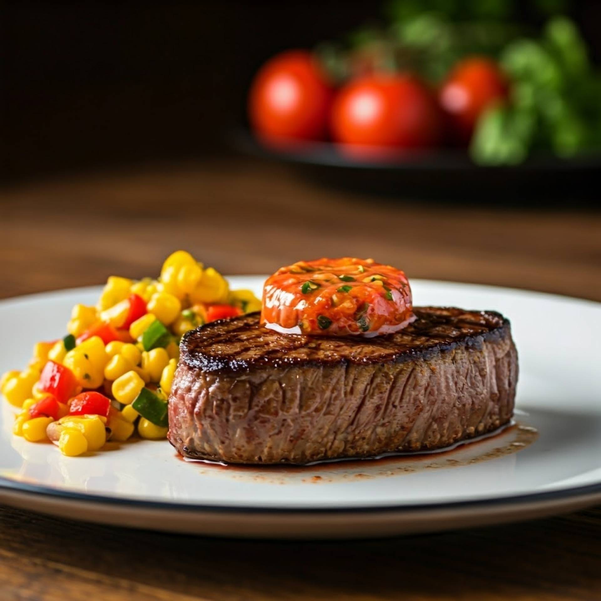 8 oz Grilled Sirloin with Corn & Potato Succotash