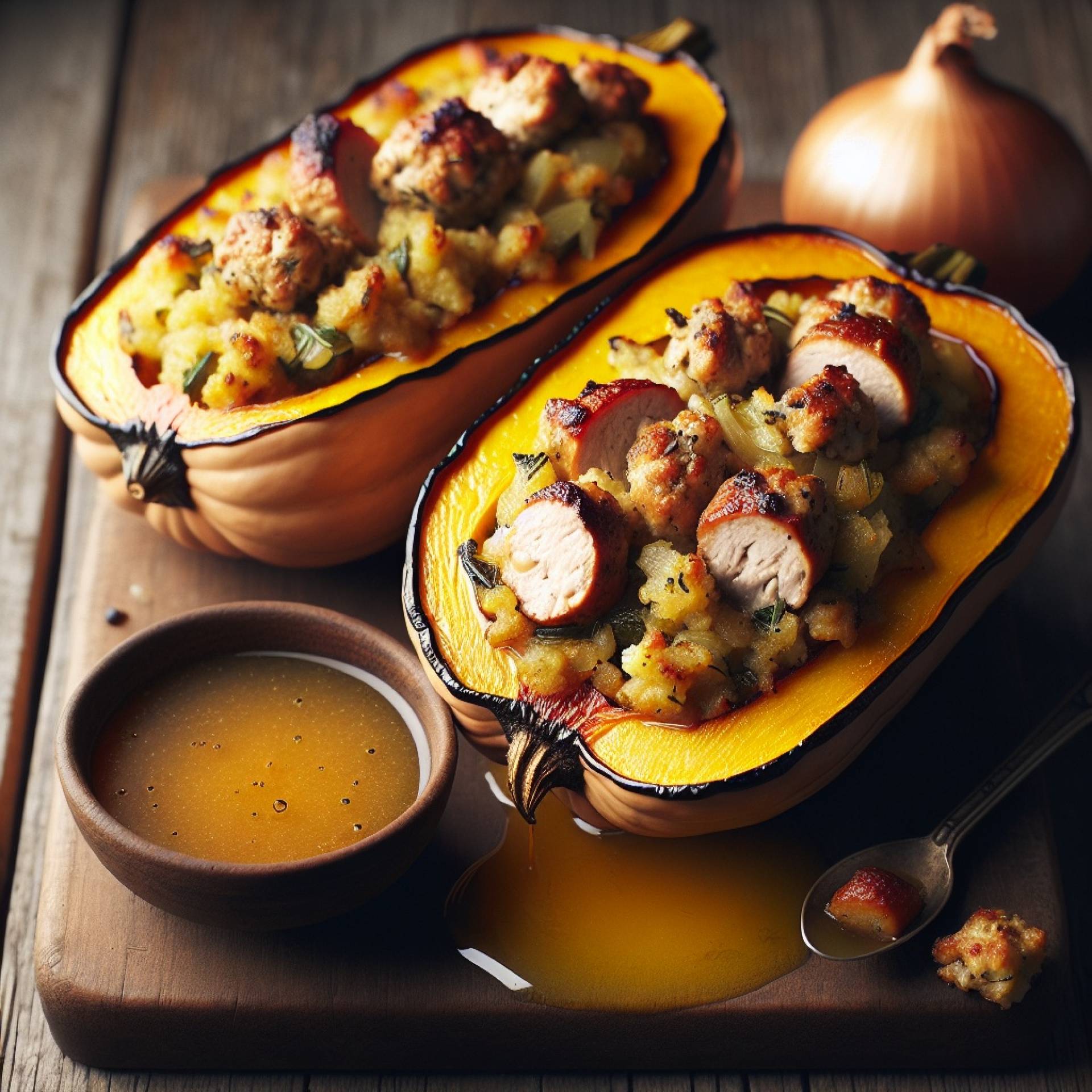 Chicken Sausage Stuffed Delicata Squash