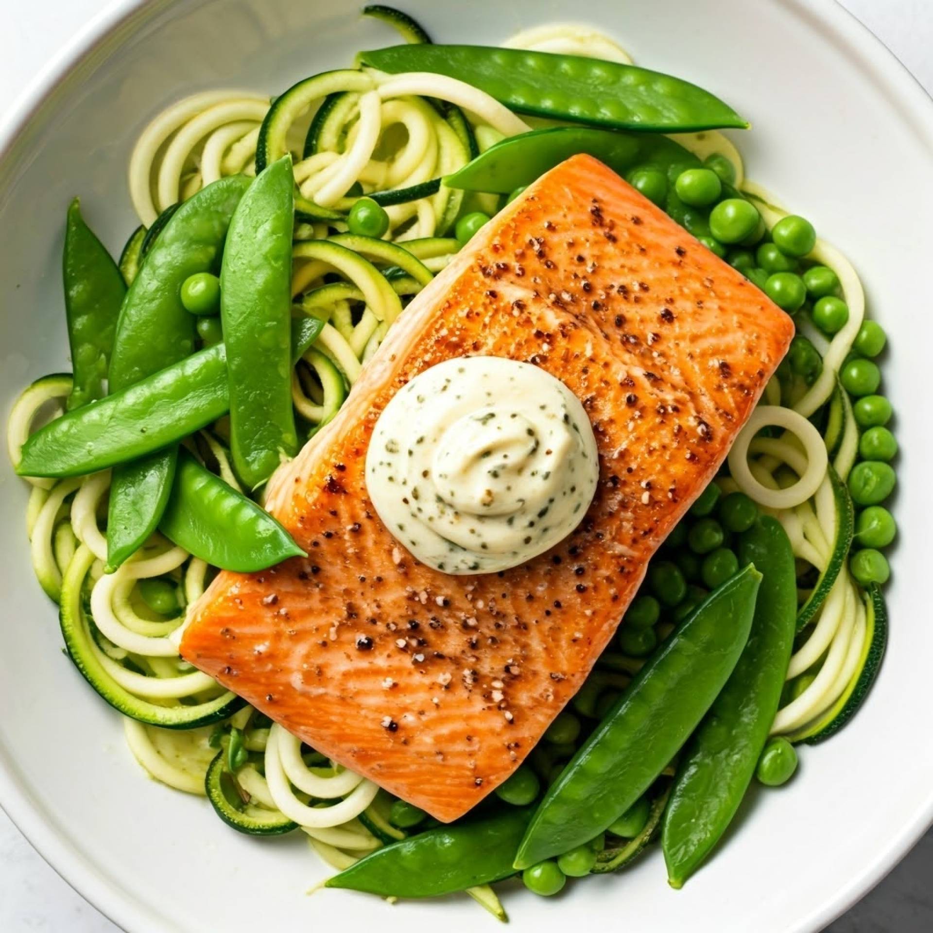 Whole30 Salmon with Lemon Pepper Pasta