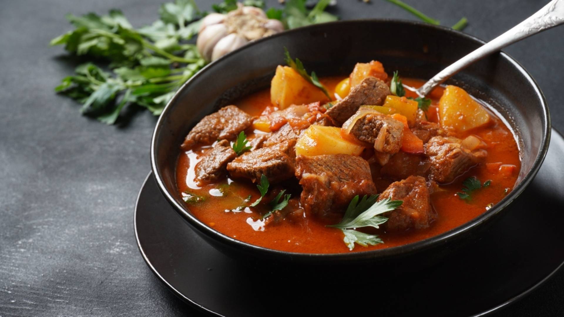 Beef Goulash with Roasted Potatoes