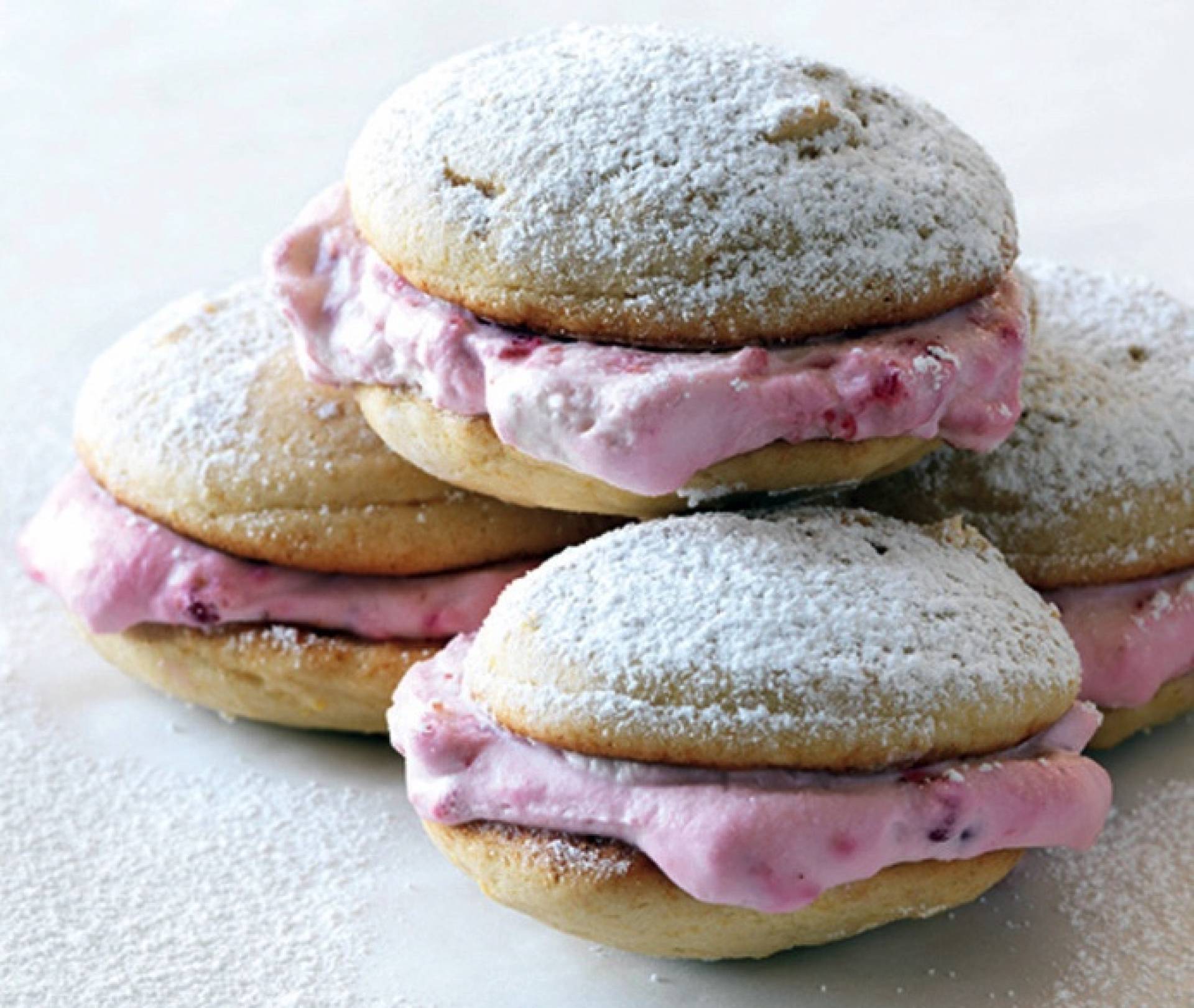 Lemon Whoopee Pies filled with Fresh Raspberry Creme