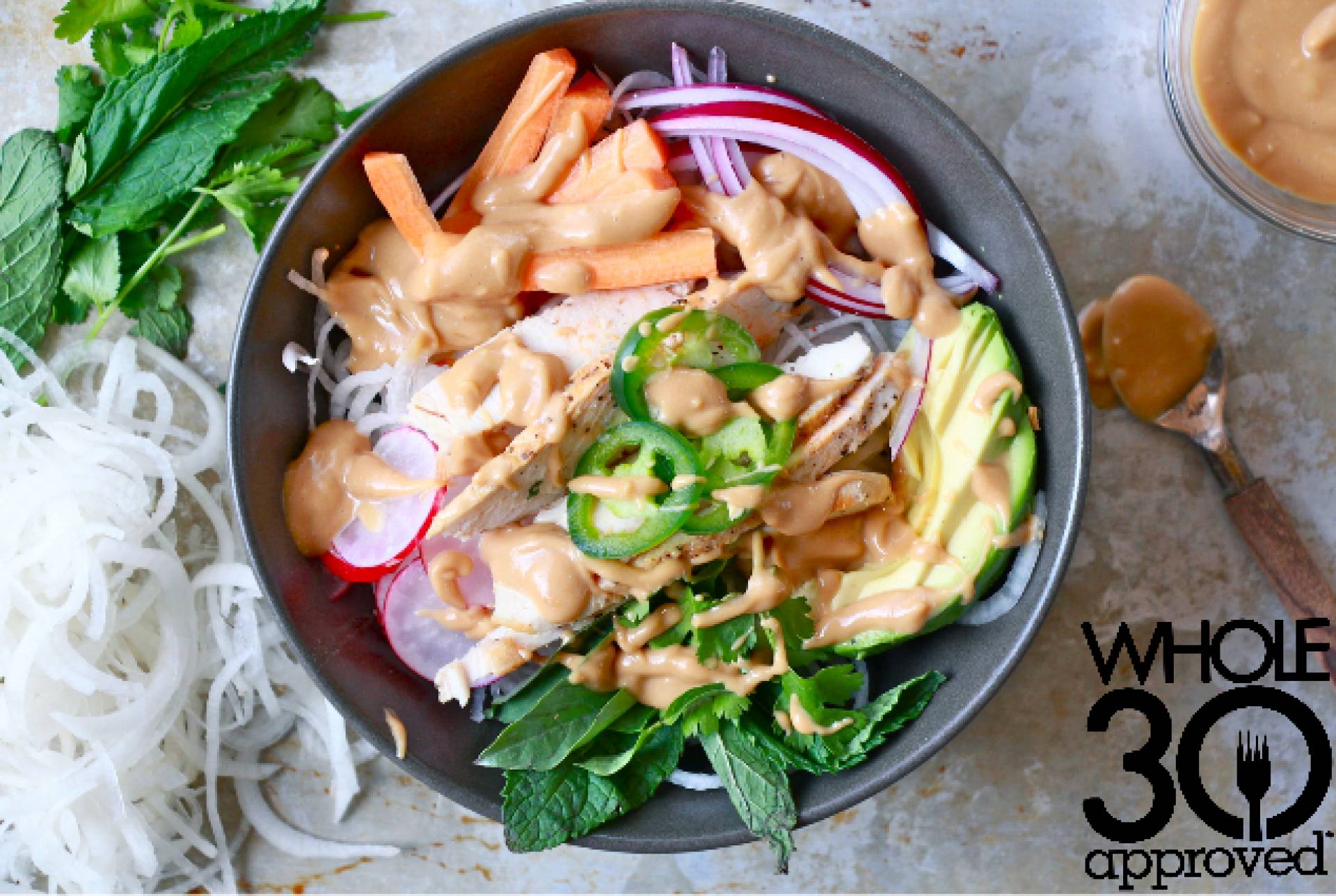 Whole30 Chicken Spring Roll Bowls