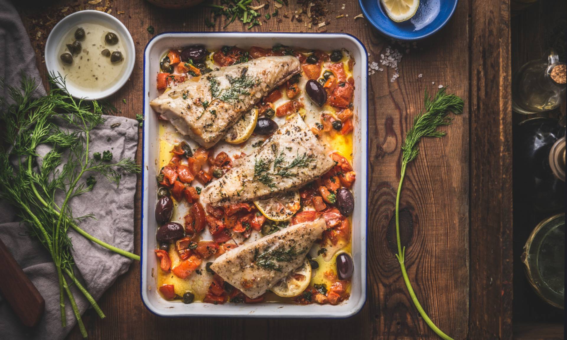 Whole30 Mediterranean Baked Grouper with Roasted Vegetables